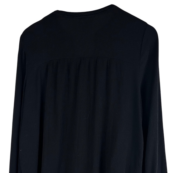 Knox Rose Top Shirt Tunic Sz XL 14 16 Black Boho Peasant Gypsy Tie Front - Picture 3 of 5